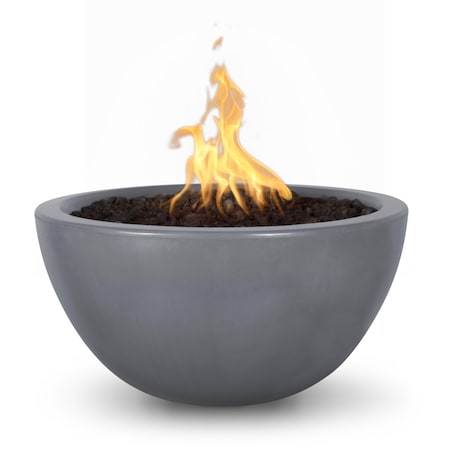 The Outdoor Plus 30 Round Luna Fire Pit - GFRC Concrete - Gray - Match Lit - Natural Gas OPT-LUN30-GRY-NG